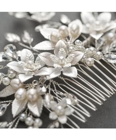SWEETV Handmade Pearl Flower Wedding Hair Comb for Women - Bridal Hair Clip & Accessories - Buy Online on GoSupps.com