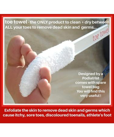 Long Handle Foot Brush - Toe Towel Care Aid for Cleaning, Drying, and Removing Debris Between Toes | 40cm Total Length - Buy Online on GoSupps.com