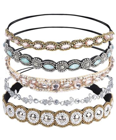 Hair accessories Zoylink 5 pieces elastic hair band hairband crystal rhinestone head chain for women ladies multicolored 1