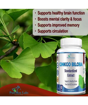 YUMMYVITE Ginkgo Biloba Capsules - Brain Function & Memory Support - 60 Capsules - Buy Online on GoSupps.com