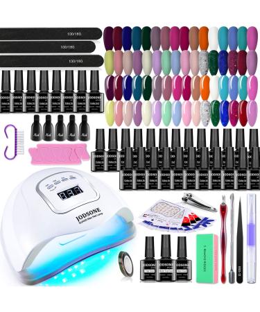 JODSONE Gel Nail Polish Kit with U V Light 32 Colors Gel Polish Set Soak Off Gel Nail Kit Nail Art Salon or Home DIY Manicure Tools Gifts for Women gel color 05