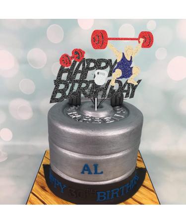 G-LOVELY'S Gym Happy Birthday Cake Decorations Glitter Weight Lifting Themed Cake Toppers Fitness Barbell Kettlebell Party Decor Supplies for Men Women Boy Girl and Fitness Lovers - Buy Online on GoSupps.com