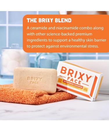 BRIXY Exfoliating Facial Cleansing Bar Even Skin Tone Rice Powder Vitamin C Ceramide Niacinamide | Soap Free pH Balanced Vegan | Healthy Skin Barrier - Buy Online on GoSupps.com