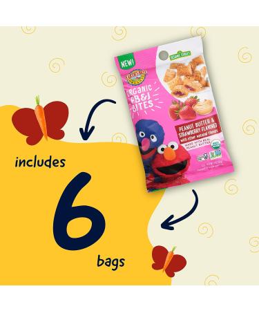 Earth's Best Organic PB&J Bites for Toddlers 2+ | Sesame Street Toddler Snacks | 3oz Bag (Pack of 6) | Peanut Butter & Strawberry Flavor - Buy Online on GoSupps.com