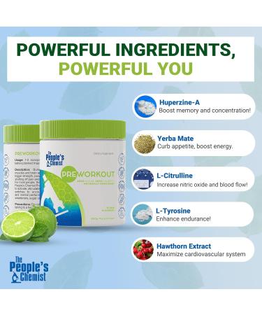 People's Chemist The Pre-Workout (Lime) - Natural Caffeine for Energy Focus & Endurance No Sugar No Artificial Ingredients Lime Flavor - Buy Online on GoSupps.com