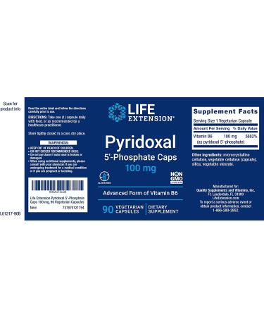 Life Extension P5P Capsules 100mg - Pack of 2, Advanced Vitamin B6 Supplement - 90 Veg Caps - Buy Online on GoSupps.com