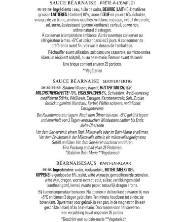 CHEF Sauce B arnaise Liquide - Pr te- -l'Emploi - Sauce Onctueuse et Nappante - Note d'Estragon et d'Echalote - Gain de Temps - Aide Culinaire Fonds Fumet - Brique de 1L - Buy Online on GoSupps.com