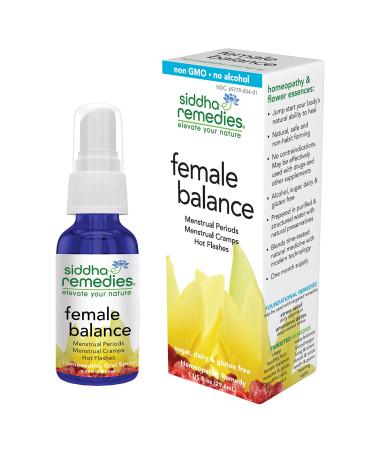 Siddha Remedies Female Balance for Periods, Menstrual Cramps, Hot Flashes | 100% Natural Plant Based Homeopathic Medicine Remedy with 12 Flower Essences for Lighter Cycle & Holistic Wellbeing