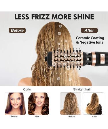 DAILYLIFE Rotating Hair Dryer Brush with 2 Brushes - 4-in-1 Hot Air Styler for Drying, Curling, Straightening - Black & Gold - Buy Online on GoSupps.com
