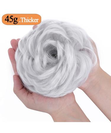 SEGO Silver-Grey Hairpiece Bun Tie | Voluminous Hair Extensions for Updos | 50g Hair Knot - Buy Online on GoSupps.com