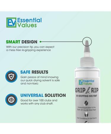 Essential Values Golf Grip Kit (8 Fl Oz) | Made in USA | Double Size Solvent for Fast Regripping | Includes 14 Strips | Premium Golf Club Regripping Solution - Buy Online on GoSupps.com