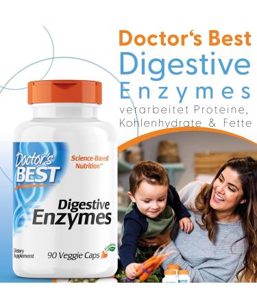 Doctor's Best Digestive Enzyme - 90 Vegetarian Capsules | Gluten-Free Soy-Free Non-GMO Enzyme Mix - Laboratory Tested for Optimal Digestion - Buy Online on GoSupps.com