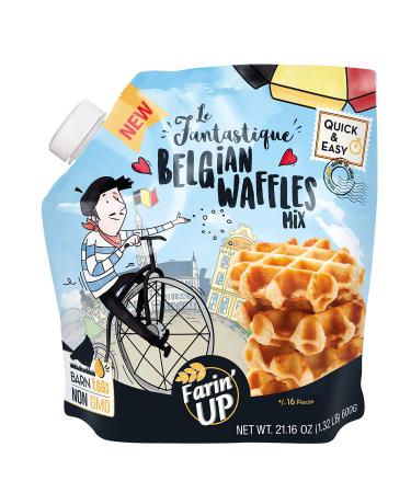 Le Fantastique Belgian Waffle Mix With Sugar Pearl. By Farin’UP, Non-GMO, just add milk & butter - 21.16 oz, Makes 16 Waffles