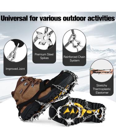 LECEVOCY 19 Spikes Stainless Steel Crampons for Shoes & Boots | Snow Cleats for Hiking on Ice and Snow | Mountain Medium Black - Buy Online on GoSupps.com
