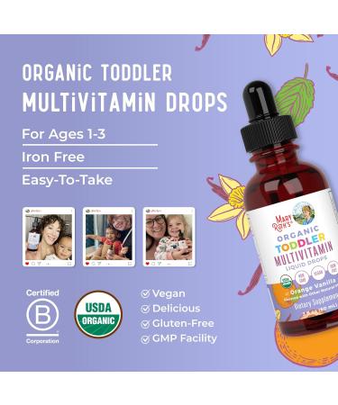 MaryRuth's Toddler Multivitamin | Vitamin A C D E B6 B12 Zinc | Healthy Growth Support | Immunity | Bone Health | Cognitive Function | Organic | Sugar Free | Vegan | Non-GMO | 2 Fl Oz | 30 Day Supply - Buy Online on GoSupps.com