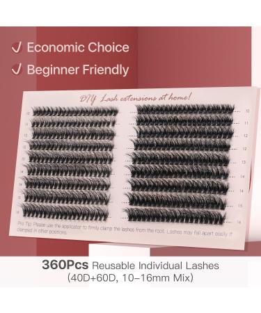 Pretty Memory 360Pcs Fluffy Cluster Lashes - 40D/60D Thick Mink Eyelash Extensions 10-16mm - 3D Effect DIY Eyelash Clusters (CC Curl) - International Shipping - Buy Online on GoSupps.com