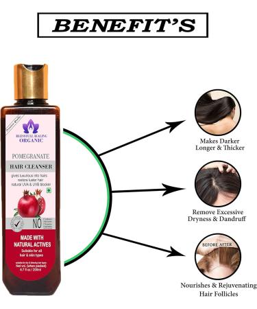 Blessfull Healing Organic Pomegranate Hair Cleanser | Shampoo 200 ML (Packing May Vary) - Buy Online on GoSupps.com
