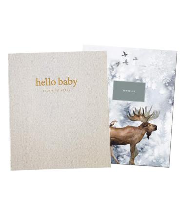 Unisex Baby Memory Book | Minimalist Baby First Year Keepsake for Milestones | Baby Books First Year Scrapbook | Simple Journal for Boy Girl Milestones | Natural Linen Wild - Peachly