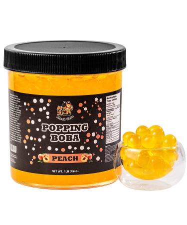 Popping Boba Pearls | Peach Flavor | 1LB (454g) | Bursting Tea Balls for Drinks Desserts Smoothies and Snack Toppings | Bubble Tea Tapioca Pearl Mix