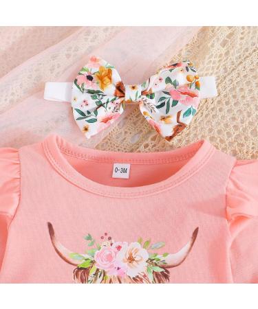 UUAISSO Baby Girls Cow Print Ruffled Outfit Set | Long Sleeve Top and Pants | Infant Clothing Gifts 0-3 Months - Buy Online on GoSupps.com