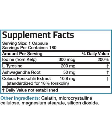 Thyroid Support Complex with Iodine - Promotes Healthy Thyroid Function, Immune System, Energy, Hormone Levels & Metabolism - 180 Capsules - Buy Online on GoSupps.com