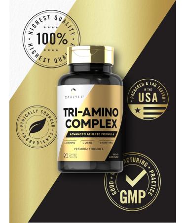 Carlyle Tri-Amino L-Arginine L-Ornithine L-Lysine Supplement - 90 Vegetarian Caplets | Non-GMO Gluten Free International Shipping - Buy Online on GoSupps.com