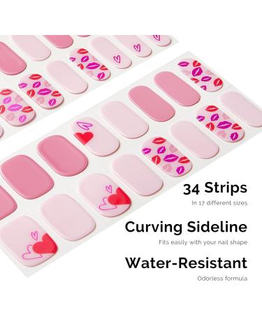 NAILOG Semi Cured Gel Nail Strips 34 pcs Salon-Quality Gel Nail Stickers Long Lasting Nail Wraps for Women with Soft Gel Finish Vintage Print & Silver Glitter (Seal of love) - Buy Online on GoSupps.com