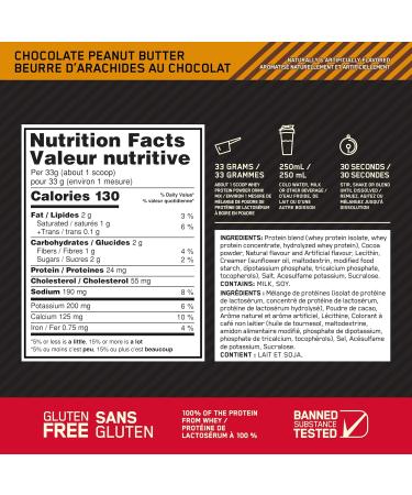 Optimum Nutrition Gold Standard 100% Whey Protein Powder 2.270g - Chocolate Peanut Butter - 68 servings (packaging may vary) Chocolate Peanut Butter 2.270g - Buy Online on GoSupps.com