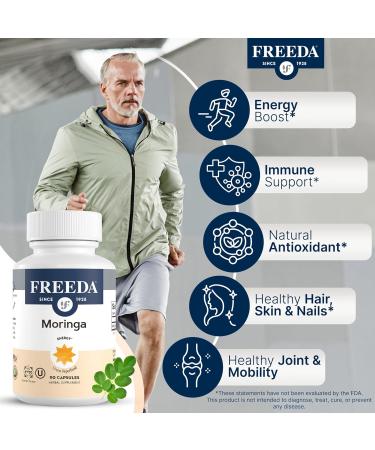 FREEDA Moringa Organic Moringa Oleifera Leaf 1000mg Antioxidant-Rich Green Superfood for Energy Immunity & Daily Wellness 90 Vegan Capsules Non-GMO Kosher Made in USA Trusted Since 1928 - Buy Online on GoSupps.com
