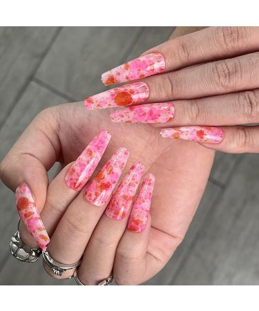 Sethexy Long Ballerina False Nails - Shiny Multi-Colored Press-On Nail Tips (24pcs) for Women & Girls - Perfect Pink Art Nails - Buy Online on GoSupps.com
