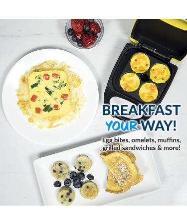 Nostalgia MyMini Personal Breakfast Bites Make Eggs, Omelets, Muffins, Sandwiches & Keto Snacks with Portion Control Yellow Egg Bite Maker - Buy Online on GoSupps.com
