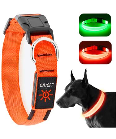 KOSKILL LECHTHALSBAND Dog Rowable USB LED dog collar waterproof bright dog collar adjustable super bright for medium large dogs (orange l) orange l