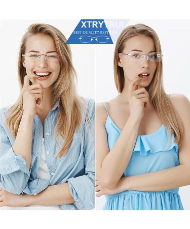 Women's Blue Light Blocking Rimless Reading Glasses | Elegant Artistic Eyeglasses | Mixcolour 1.5 x Magnification - Buy Online on GoSupps.com