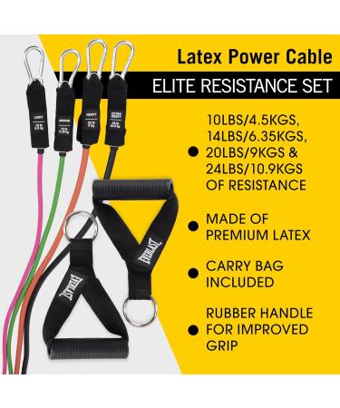 Everlast FIT Power Cable Elite Resistance Set - Light Medium Heavy and Extra Heavy Exercise Bands Premium Latex Door Anchor Rubber Handles Carry Bag Included - at-Home Gym Strength Training - Buy Online on GoSupps.com