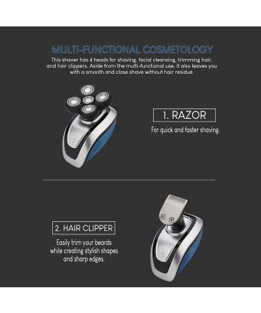 Head Shaver for Bald Men | Electric Skull Razor & 4-in-1 Grooming Kit | Waterproof Rechargeable Clipper & Trimmer (Silver - Buy Online on GoSupps.com