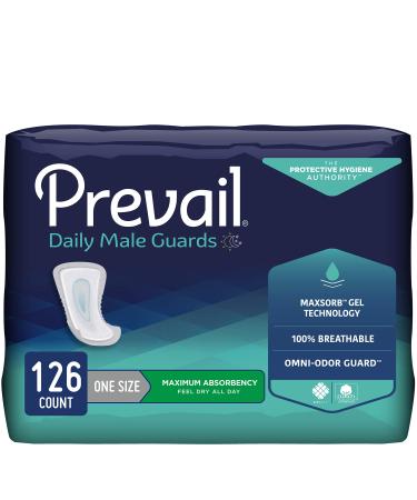 Prevail Proven | Male Incontinence Guards | Maximum Absorbency | 126 Count 14 Count (Pack of 9)