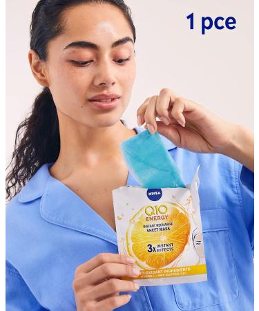 NIVEA Q10 ENERGY Sheet Mask (1 piece) Nourishing Anti-Aging Face Mask with Coenzyme Q10 & Vitamin C Facial Care for Radiant and Visibly Younger Skin - Buy Online on GoSupps.com