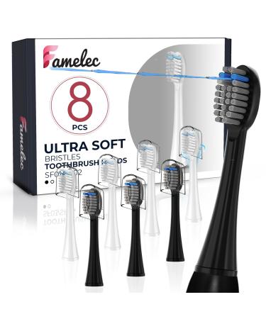 Toothbrush Heads for Waterpik Sonic Fusion 2.0 Replacement Heads Fit for SF-01 SF-02 Electric Toothbrush Waterpik Replacement Heads for Waterpik Sonic-Fusion Brush Heads (Black&White) Black&white 1 Count (Pack of 8)