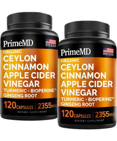 5-in-1 Ceylon Cinnamon Capsules 2355mg with Apple Cider Vinegar, Turmeric and Siberian Ginseng Capsules - Cinnamon Supplements with Bioperine (120 Count(Pack of 2)) 120 Count (Pack of 2)