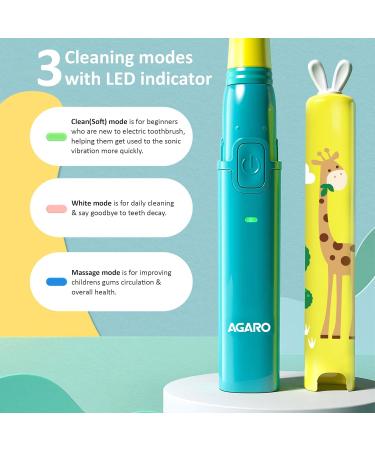 AGARO REX Sonic Electric Kids Toothbrush - 3 Modes Rechargeable - Power Toothbrush (Blue) for Kids - Buy Online on GoSupps.com