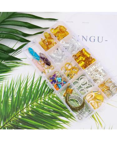 Handmade Wire Wrapped Crystal Loc Jewelry Set - 128 Pieces for Dreadlocks, Braids, and Twists | Butterfly Hair Rings, Charms, and Cuffs for Women, Men, and Girls - Buy Online on GoSupps.com