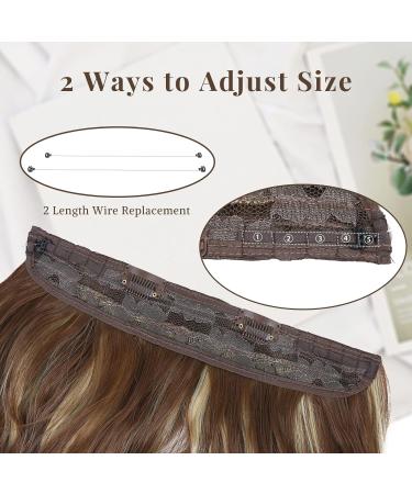 20 Halos Hair Extension | Invisible Wire Hair Extensions | Deep Almond Brown & Wheat Germ Blonde | Synthetic Wavy Hair Pieces for Women - Buy Online on GoSupps.com