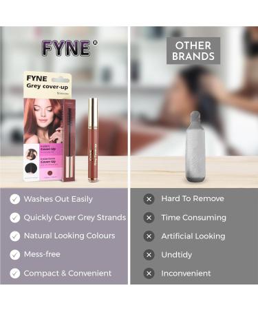 FYNE Root Touch Up Hair Mascara - Pack of 4 - Instant Auburn Grey Hair Cover Up - Magic Retouch Temporary Hair Colour for Men & Women Auburn mascara 4 - Buy Online on GoSupps.com