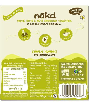 Nakd Apple Danish Oat Bar - Vegan, Gluten-Free Healthy Snack - 35g x 48 Bars - Buy Online on GoSupps.com