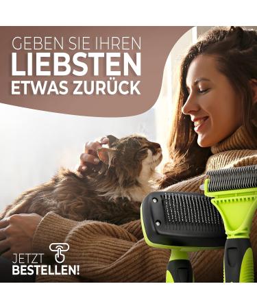 Prettypaw Professional Cat Brush Set - Optimal Care for Short & Long Hair | 100% Hygiene & Comfort with Rounded Massage Bristles - Buy Online on GoSupps.com
