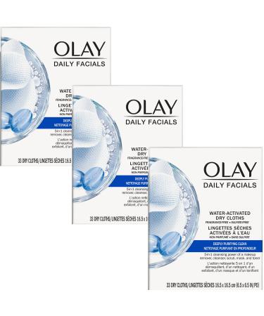 Olay Daily Facial Cleansing Cloths for a Deeply Purifying Clean, Makeup Remover, 33 Count (Pack of 3) - Buy Online on GoSupps.com