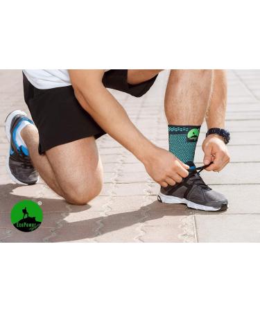 ECOPOWER SPORTS Ankle Support Ankle Brace Compression For Ligament Damage and Plantar Fasciitis Elastic Ankle Support For Arthritis Achilles Tendonitis Strain Fatigue/PAIR- Green-L L 2 - Buy Online on GoSupps.com