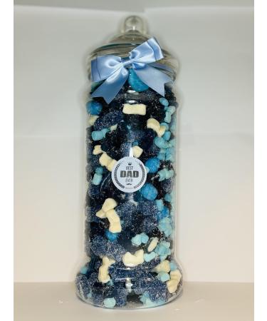 Best Dad Ever Filled Blue Pick N Mix Gummy Sweet Victorian Jar Gift Present 2.5l