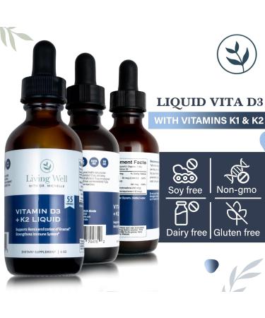 Liquid Vitamin D3 2000 IU with K2 + K1 Immune & Bone Support Supplement Dentist-Developed for Strong Teeth Bones & Calcium Absorption Non-GMO Gluten-Free Soy-Free Pleasant Tasting 2 oz - Buy Online on GoSupps.com