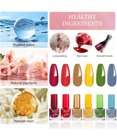 6 Colors Nail Polish Set Quick Dry Nail Varnish Natural Long Lasting Nail Polishes Non-Toxic Breathable Rainbow Colorful Nail Polish for Women Girl DIY Nail Art Without Use UV Lamp - Buy Online on GoSupps.com